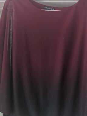 Sara Michelle Burgundy to Black Ombre Blouse with Subtle Sparkle